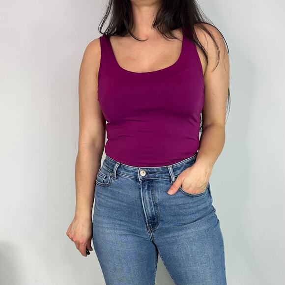 Express Purple Scoop Neck Tank Bodysuit - Picture 1 of 7